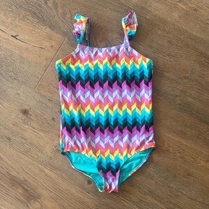 Colorful Chevron Pattern Swimsuit